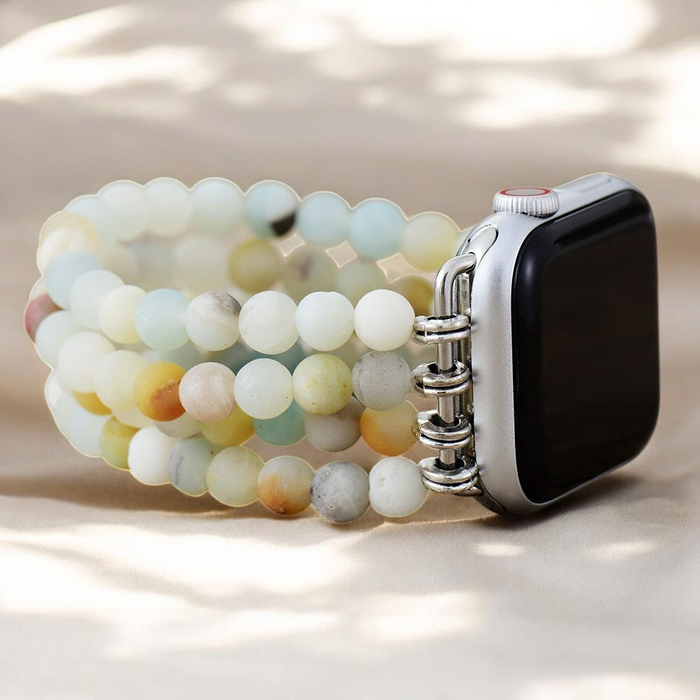 Bracelet extensible en jaspe amazonite pour Apple Watch