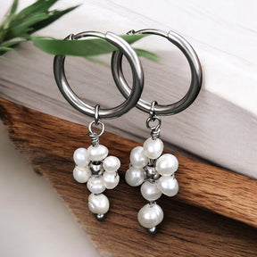 Boucles d'oreilles créoles en perles et agates Golden Grace