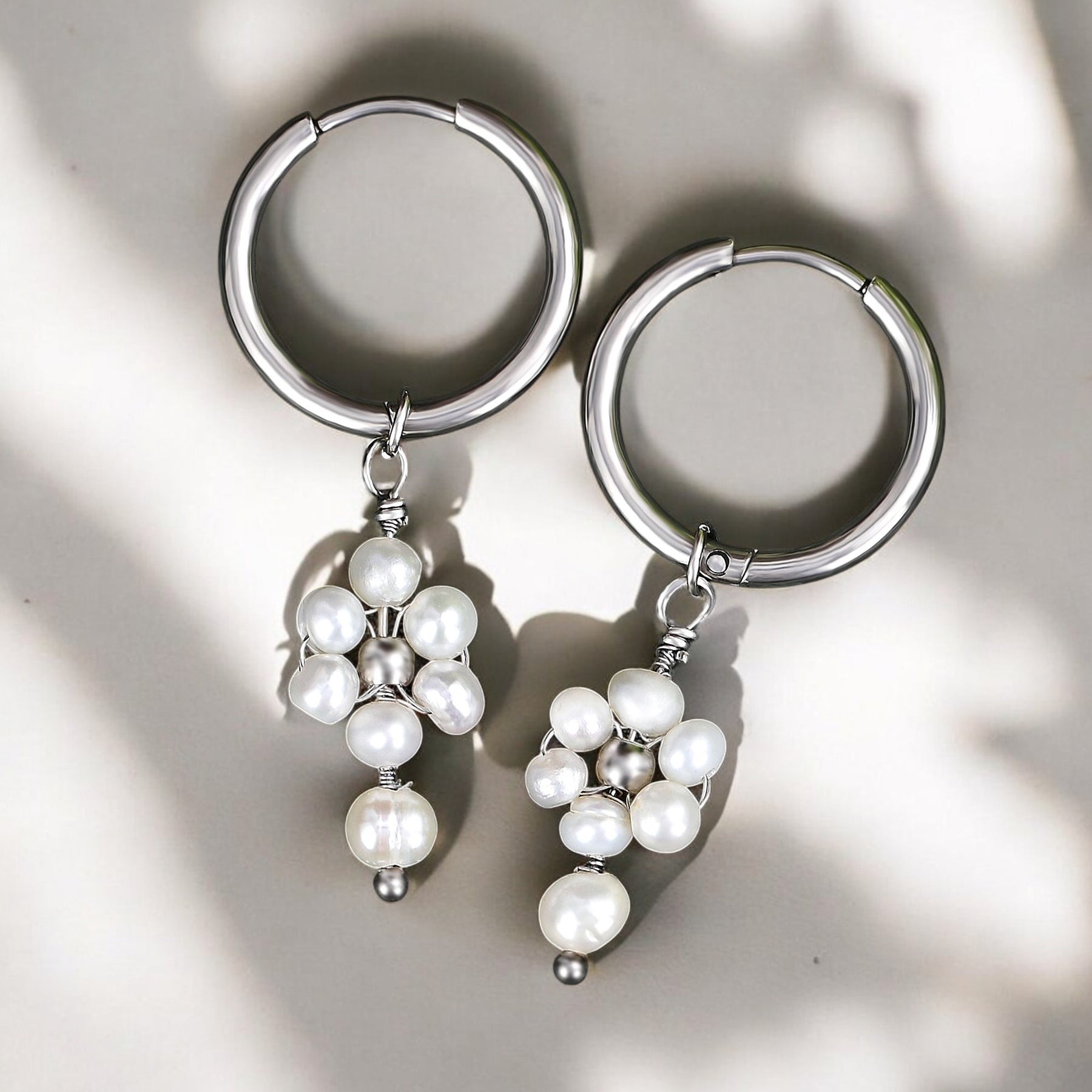 Boucles d'oreilles créoles en perles et agates Golden Grace