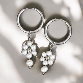 Boucles d'oreilles créoles en perles et agates Golden Grace