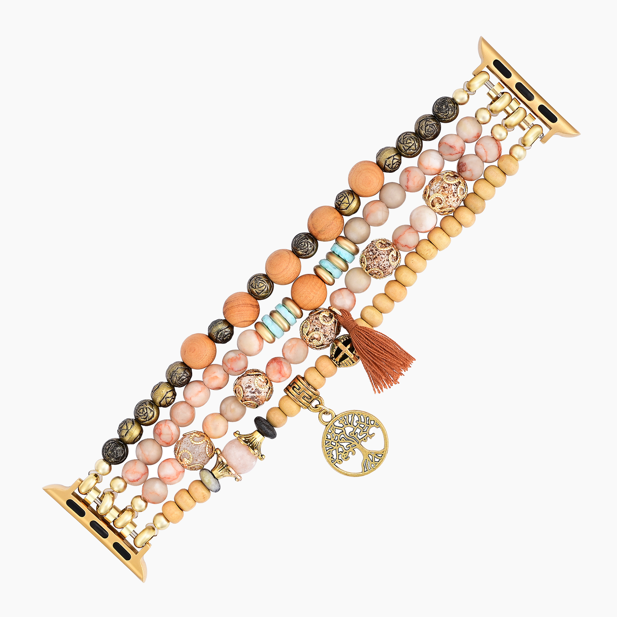 Bracelet de montre extensible en jaspe Golden Tree of Life