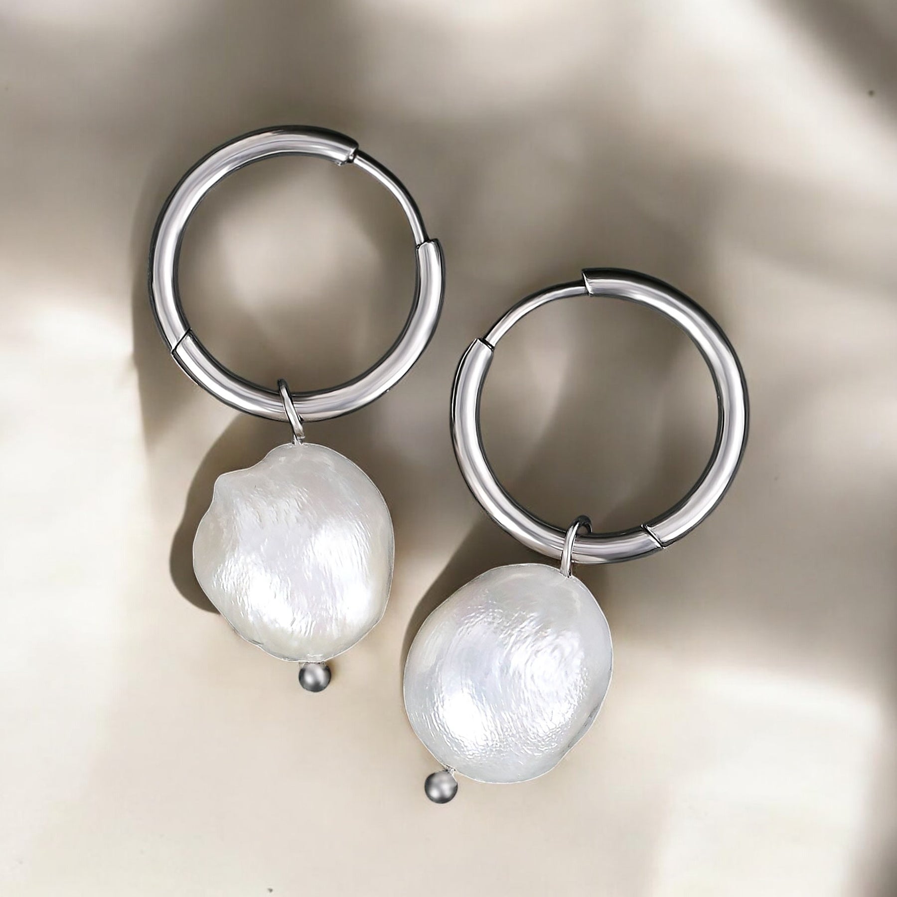 Boucles d'oreilles créoles en perles et agates Golden Grace