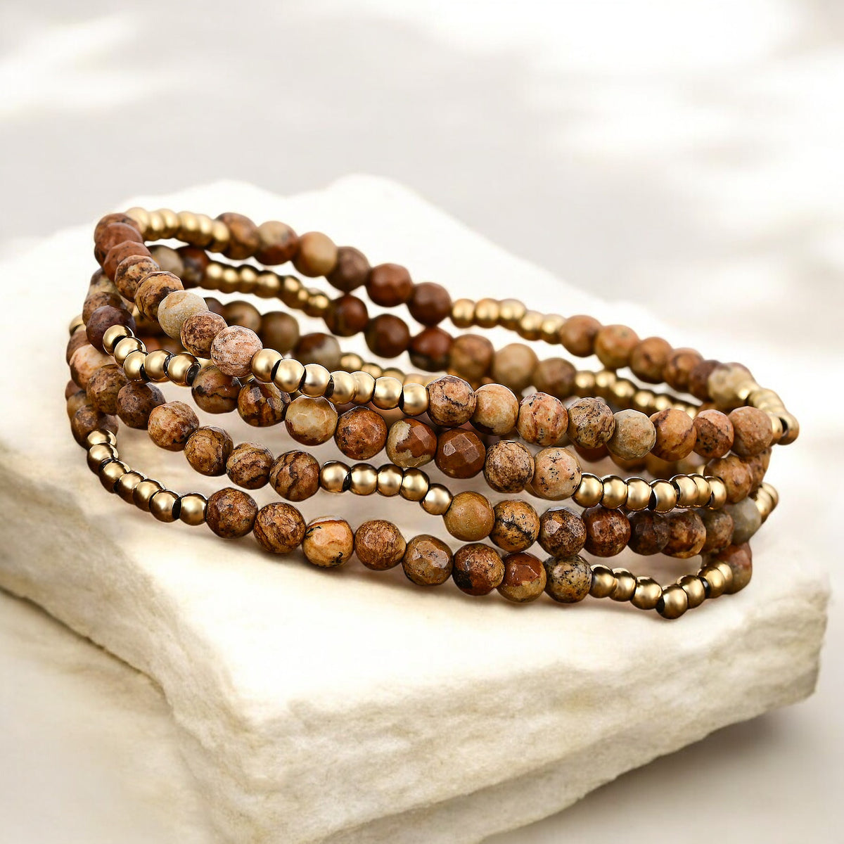 Golden Earth Jasper Armband Set
