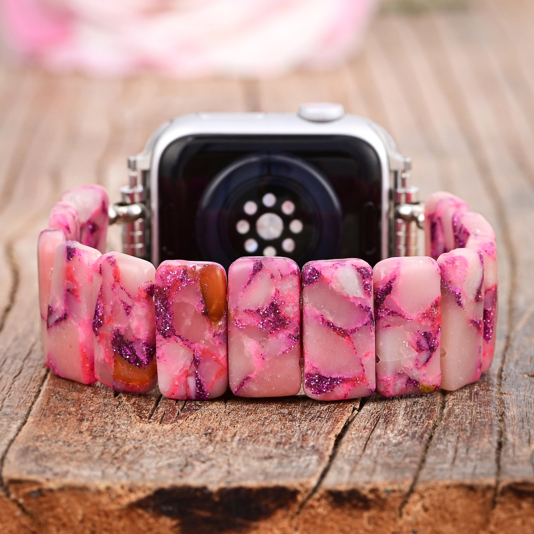 Bracelet tressé Apple Watch en amazonite rêve