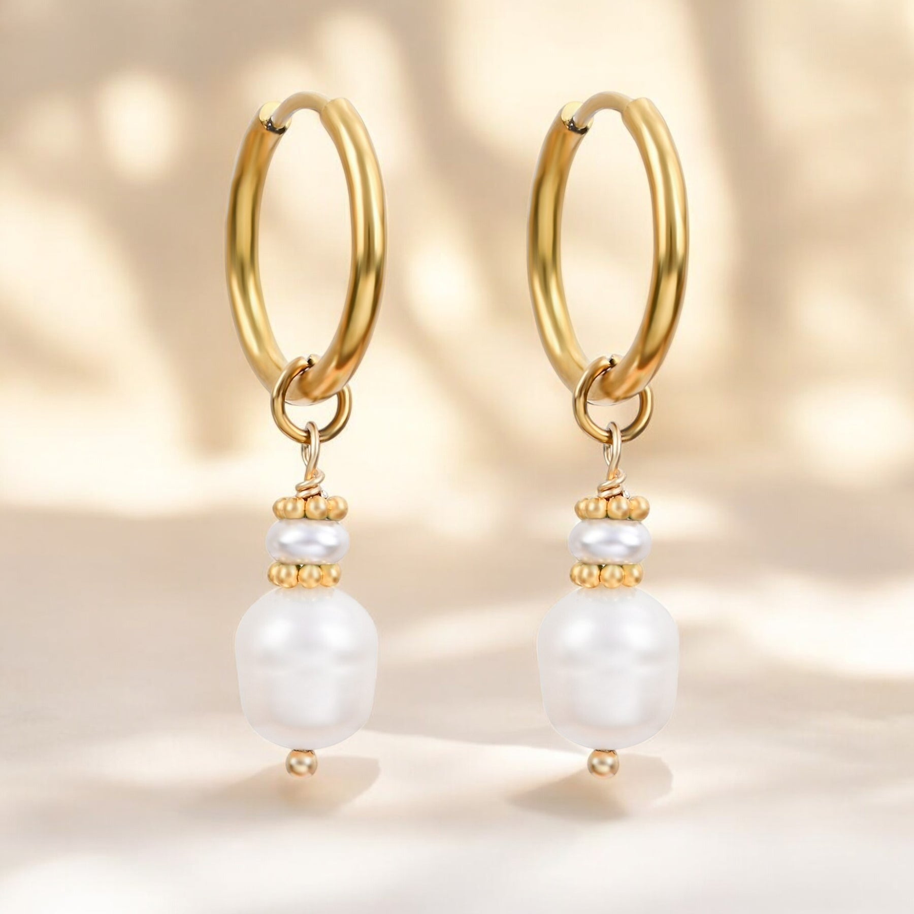 Creolen „Golden Grace“ aus Perlen und Achat