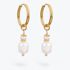 Boucles d'oreilles créoles en perles et agates Golden Grace