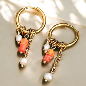 Boucles d'oreilles créoles goutte en aventurine dorée