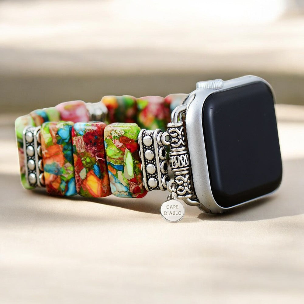 Bracelet Apple Watch extensible à fleurs chic