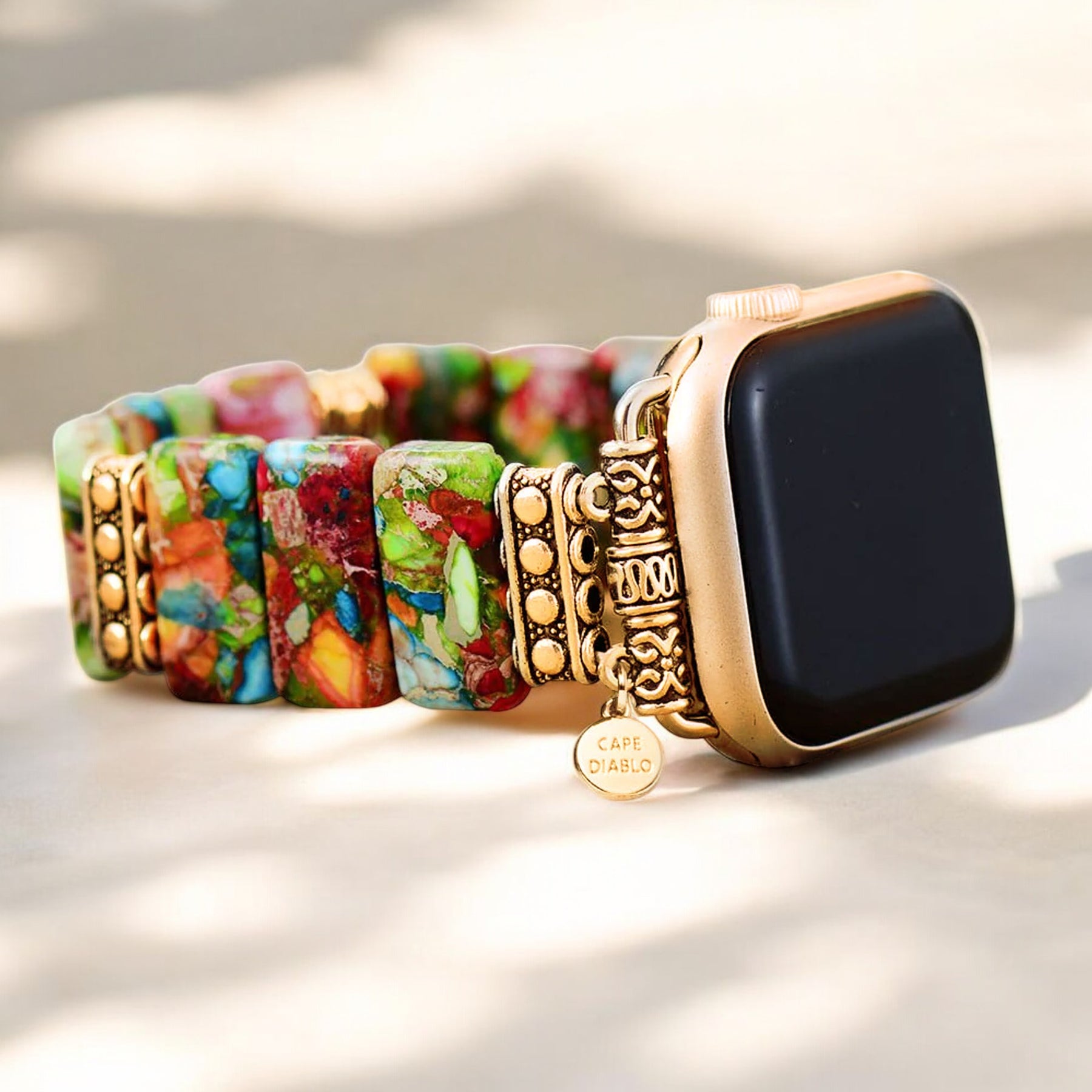 Bracelet Apple Watch extensible à fleurs chic