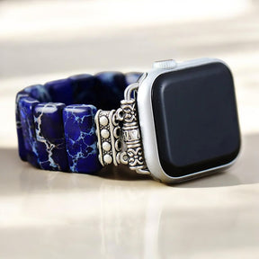Dunkelmarineblaues Tibetisches Jaspis Stretch Apple Watch Armband