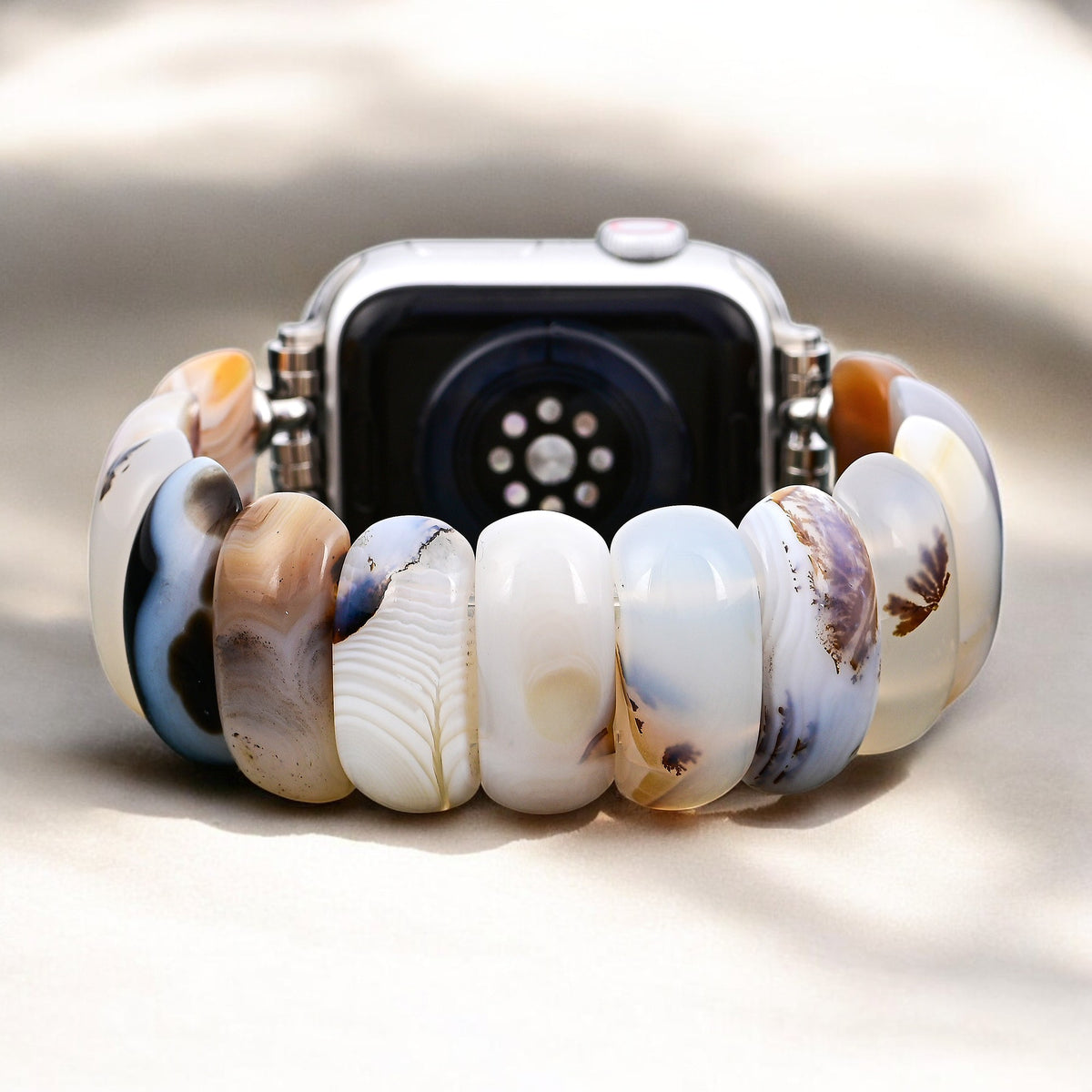 Bracelet extensible en agate Ivory Dune pour Apple Watch