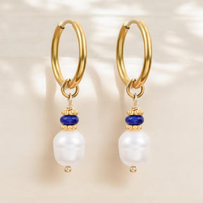 Boucles d'oreilles créoles en perles et agates Golden Grace
