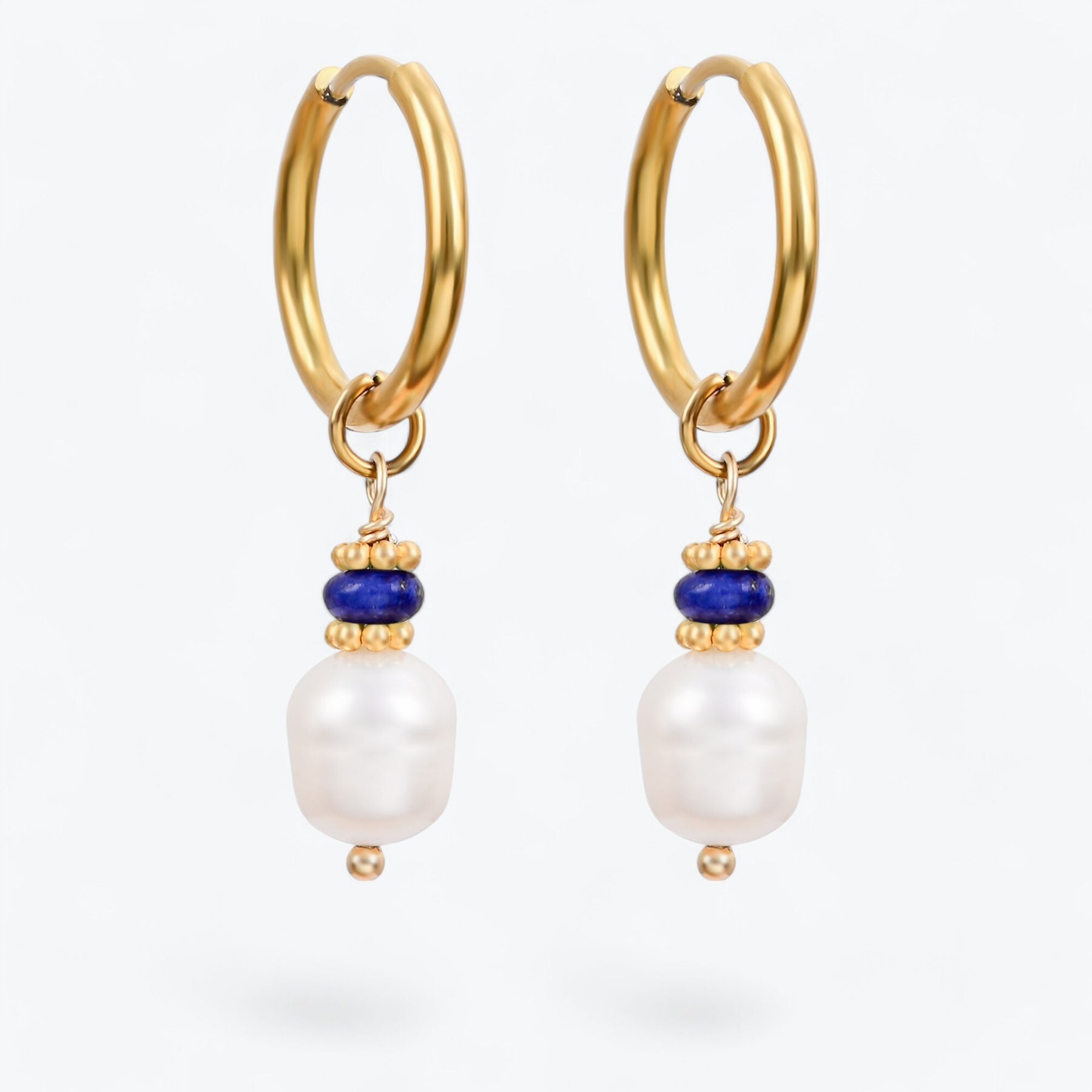 Boucles d'oreilles créoles en perles et agates Golden Grace