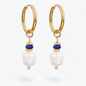 Boucles d'oreilles créoles en perles et agates Golden Grace