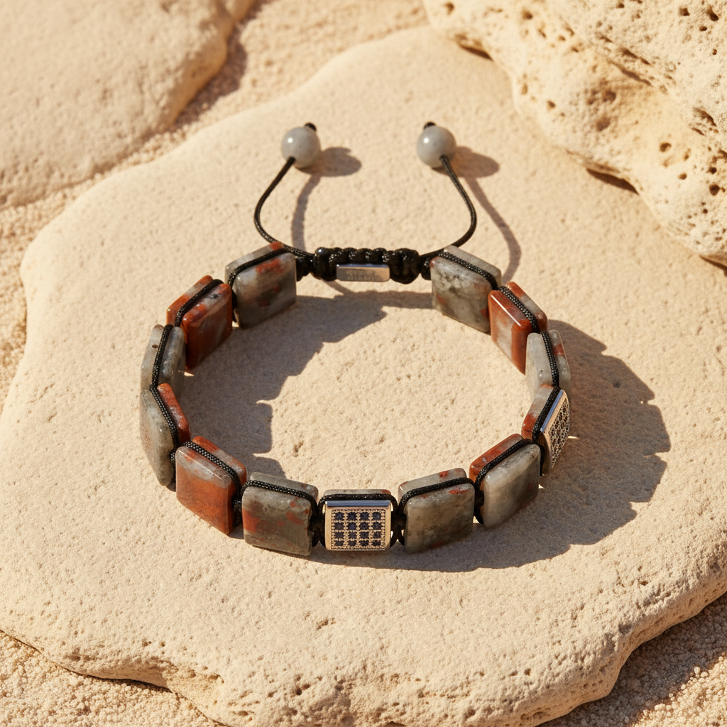 Bracelet africain en pierre de sang pour homme