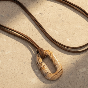 Wildleder Bild Stein Gelassenheit Halskette