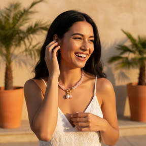 Rosenquarz Charm Halskette