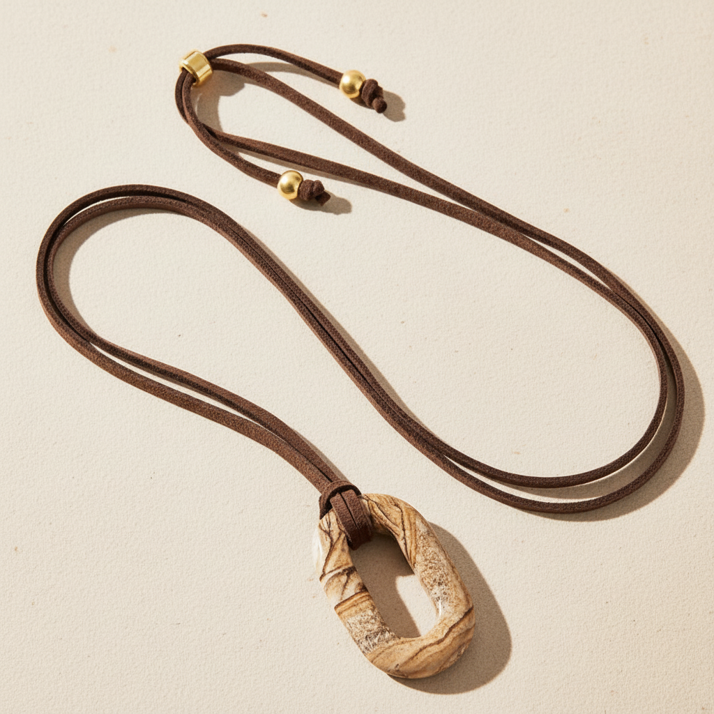 Wildleder Bild Stein Gelassenheit Halskette