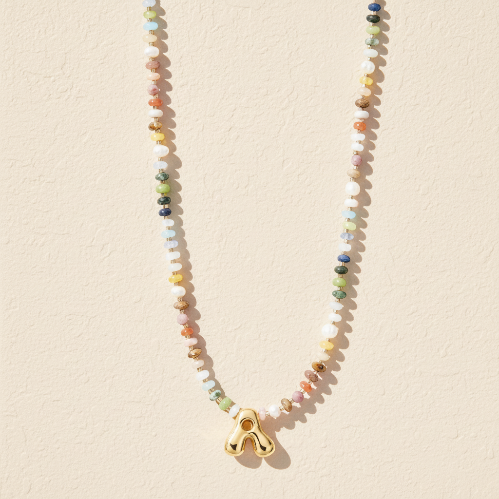 Collier Lettre Bulles Multicolore