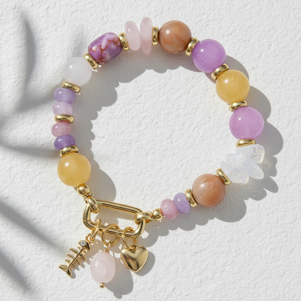 Bracelet charme floraison au coucher du soleil