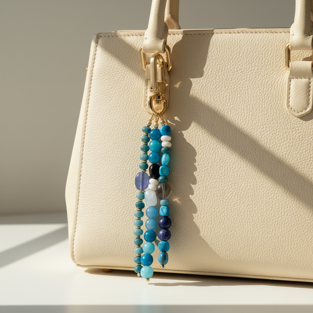 Charm de sac Harmonie en Agate Bleue