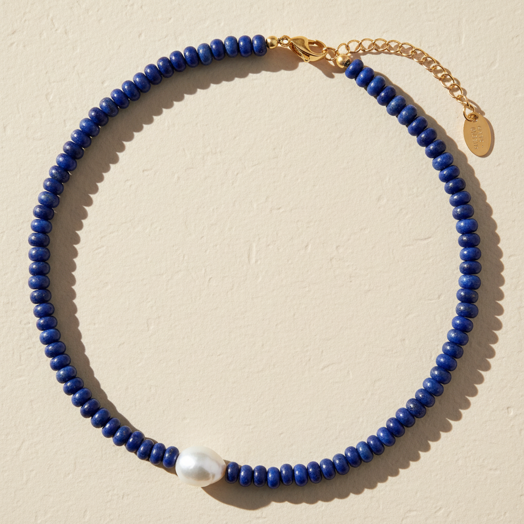 Collier de perles Lapis de minuit