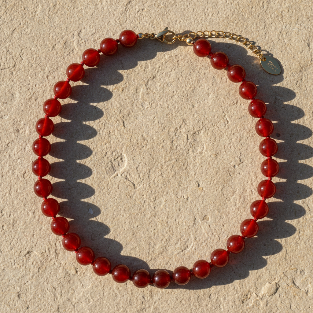 Collier ras-du-cou en agate rouge