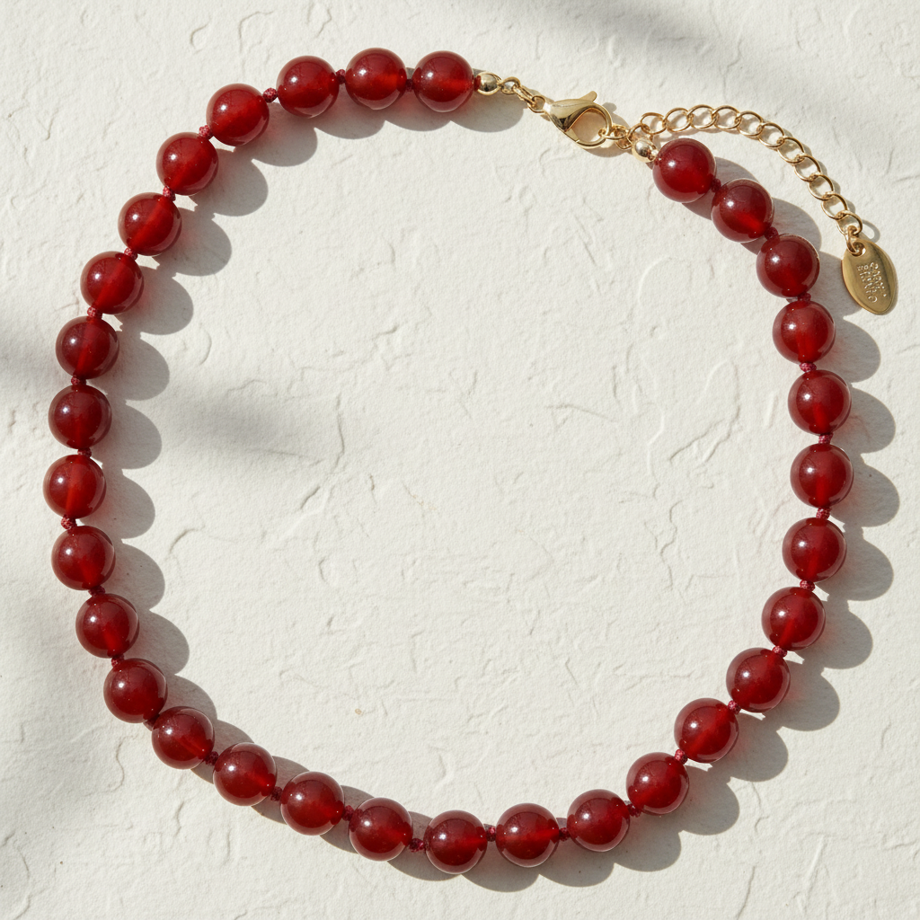 Collier ras-du-cou en agate rouge