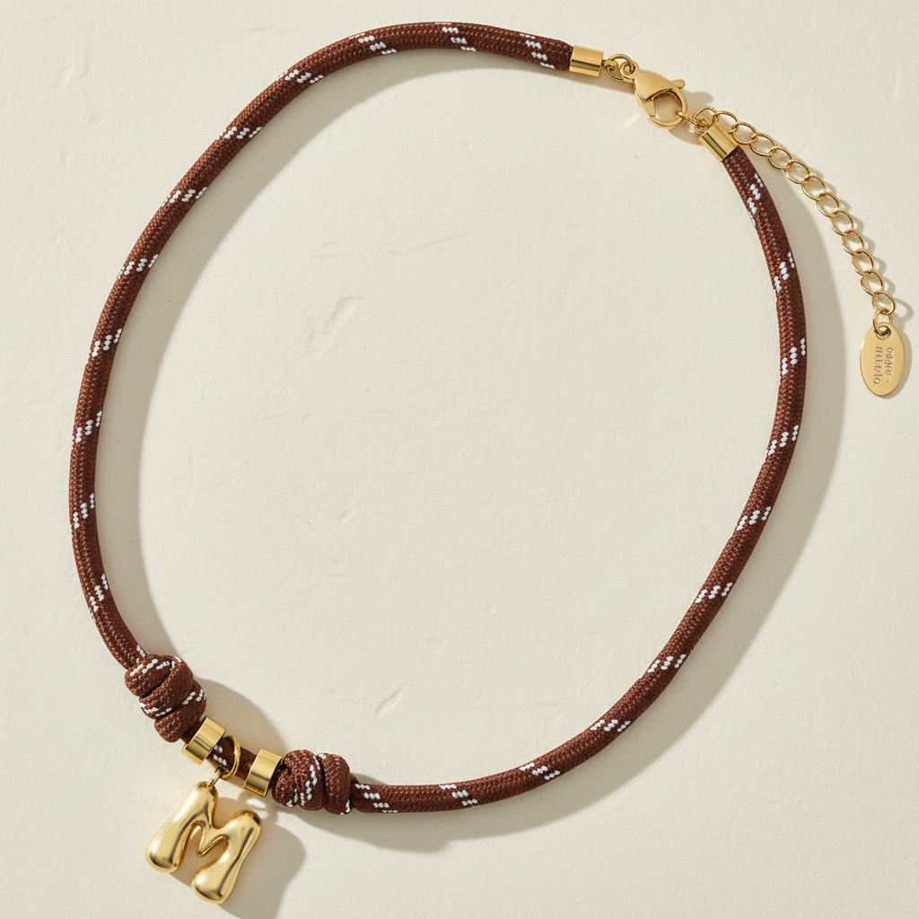 Goldene Bubble Letter Seil Halskette