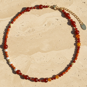 Collier Harmonie en Agate Rouge et Perle