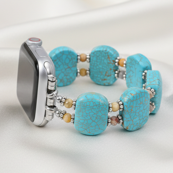 Türkisfarbener Howlith Horizont Dehnbarer Apple Watch Armband