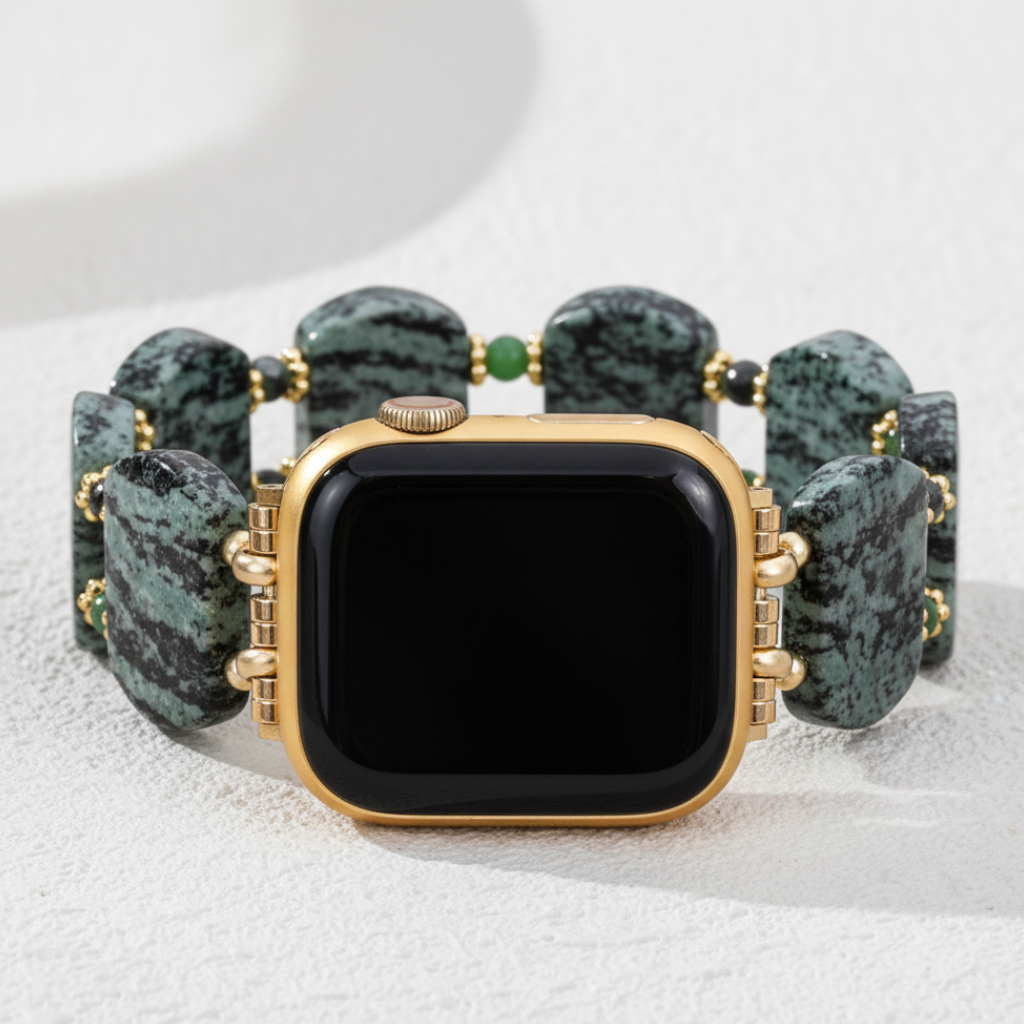 Bracelet Apple Watch en taxoïte mousse d'émeraude
