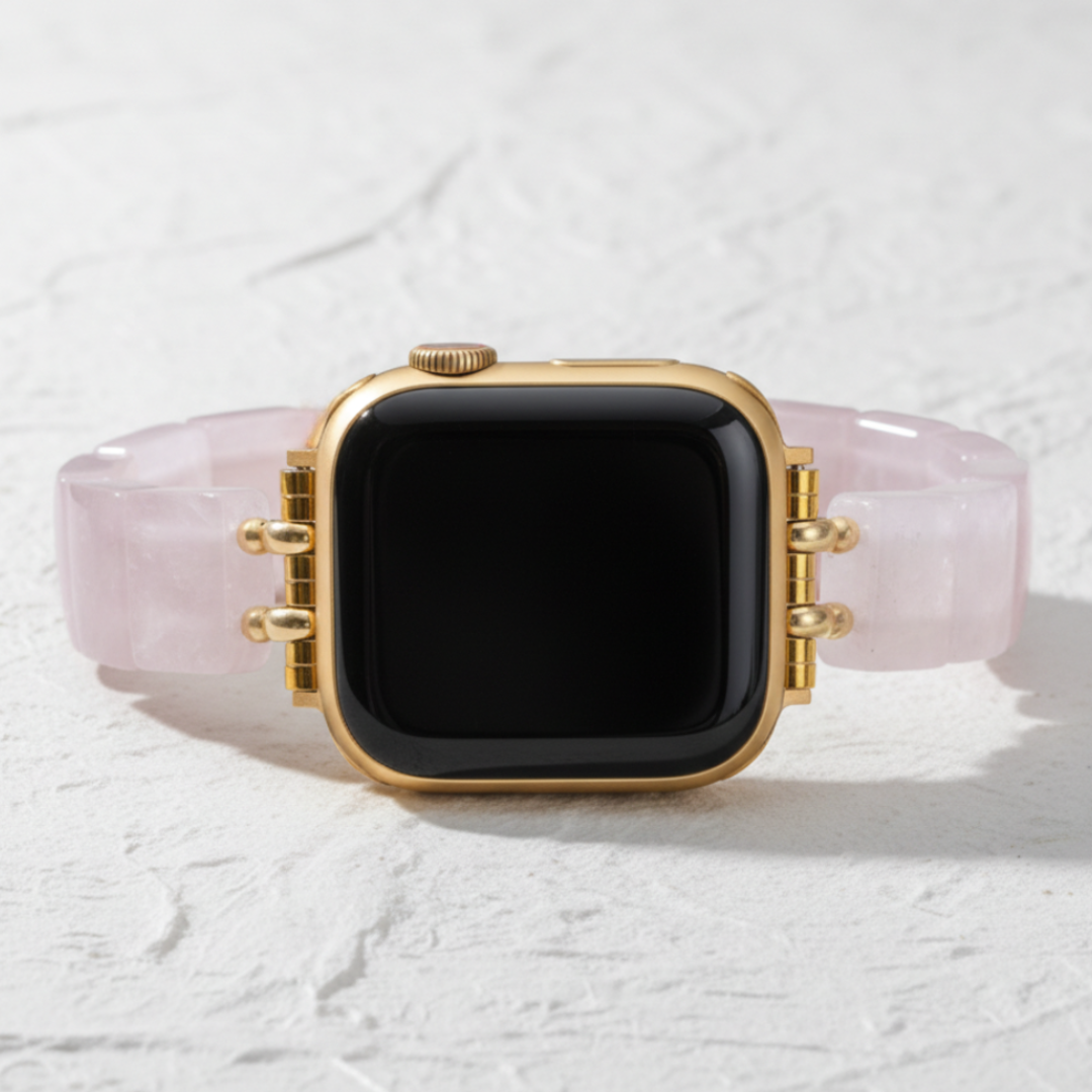 Bracelet extensible en quartz couleur rose pour Apple Watch