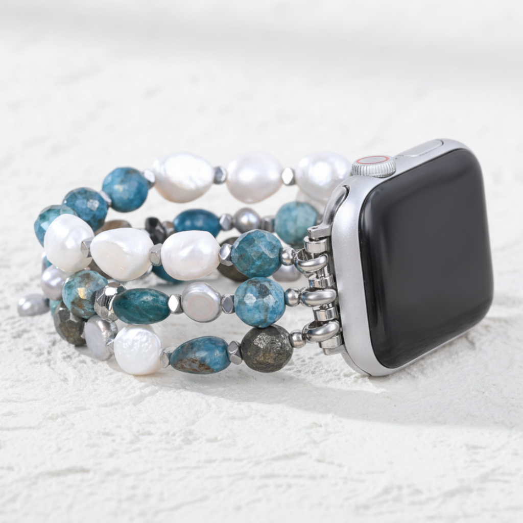 Bracelet extensible noir platine pour Apple Watch