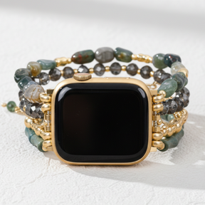 Goldenes grünes dehnbares Apple Watch Armband