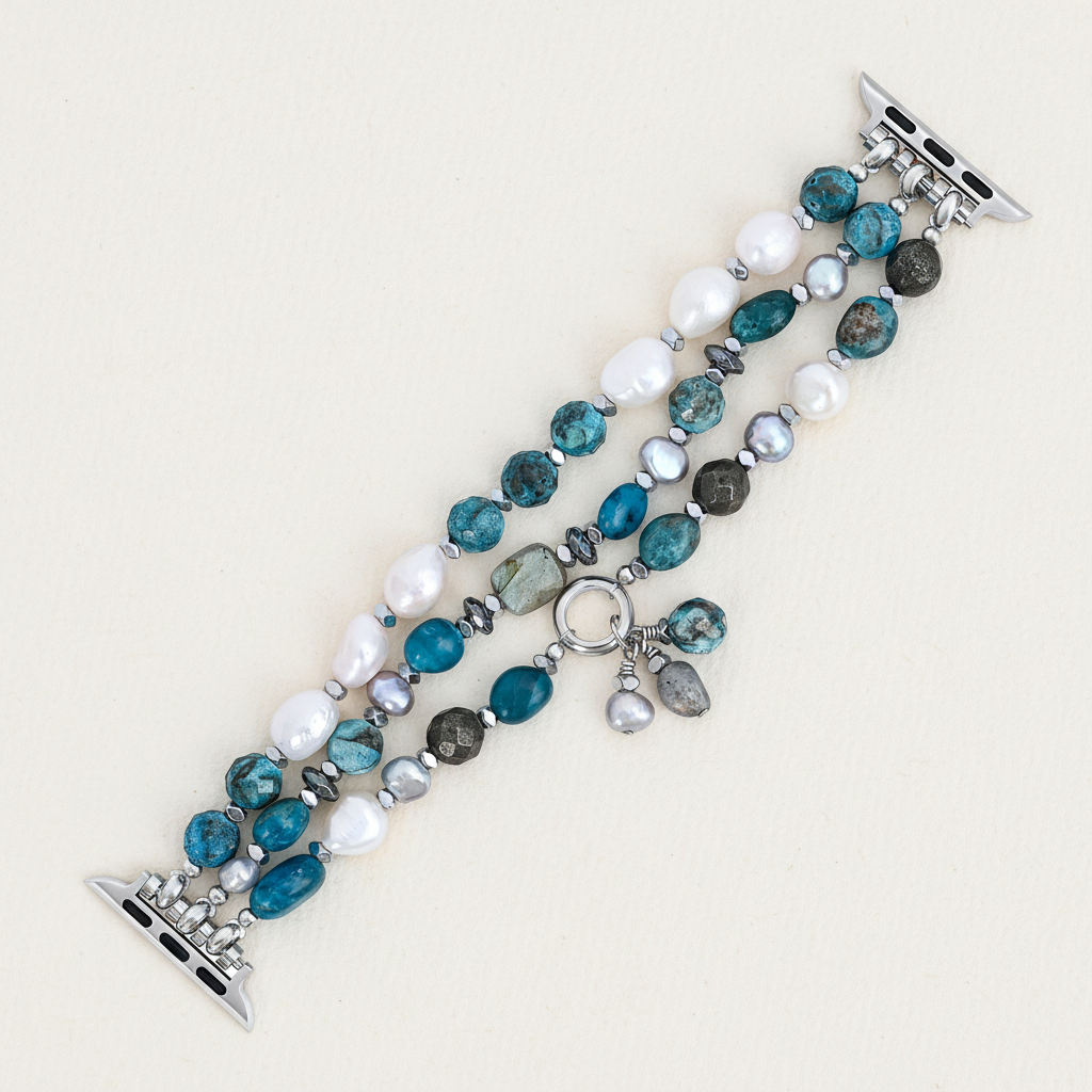 Platin-Schwarz Elastisches Apple Watch Armband