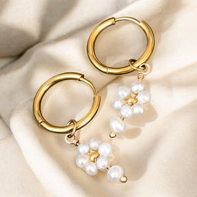 Boucles d'oreilles créoles en perles et agates Golden Grace