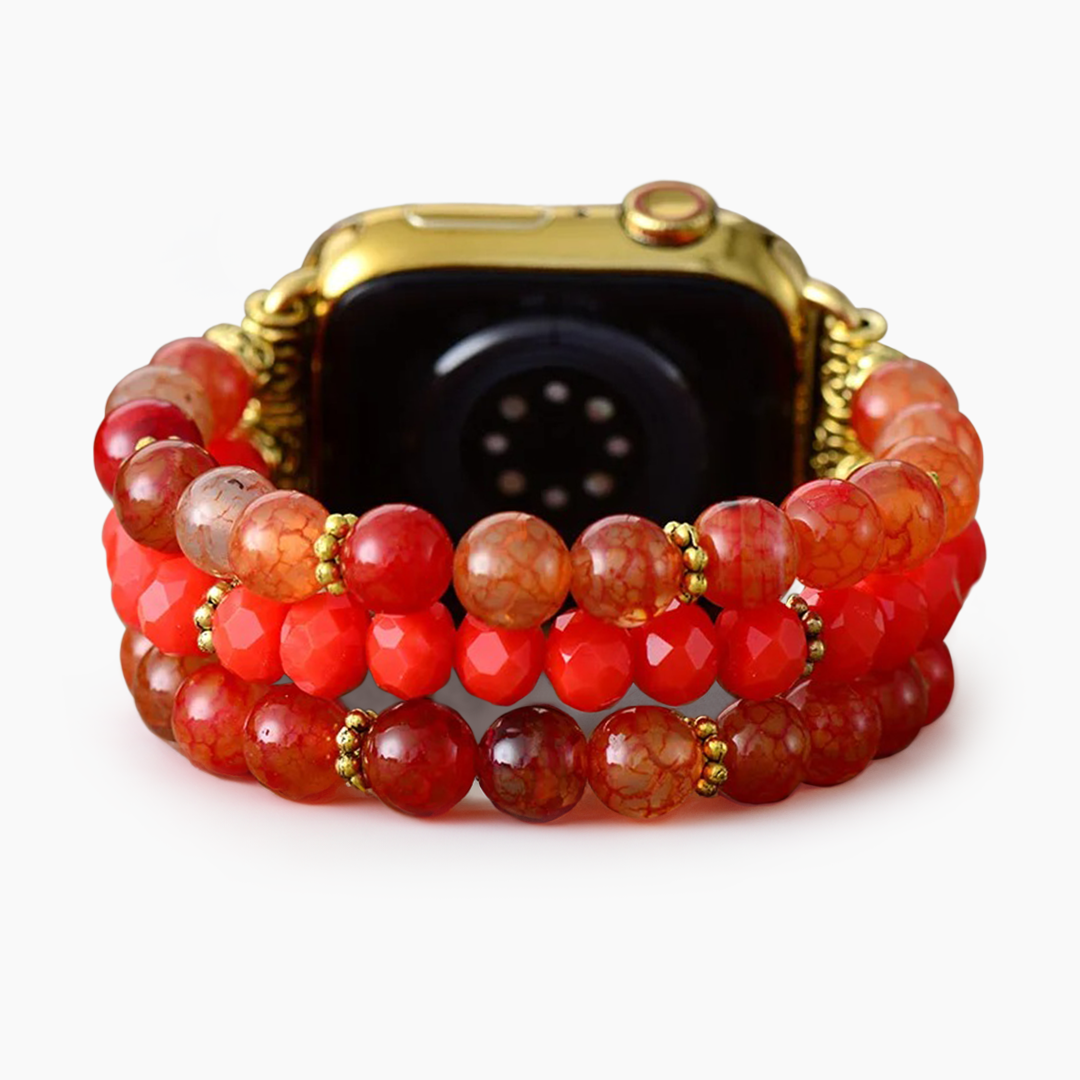 Bracelet Apple Watch extensible en agate de braise