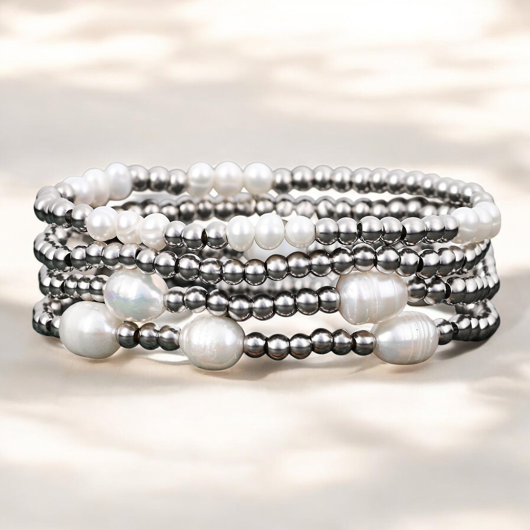 Ensemble de bracelets en perles et en argent