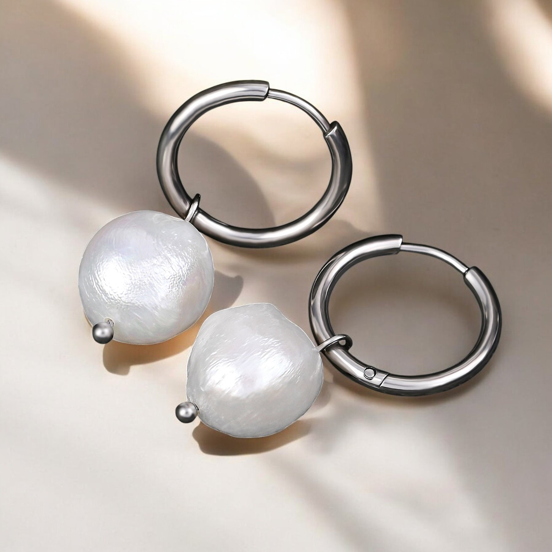 Boucles d'oreilles créoles en perles et agates Golden Grace