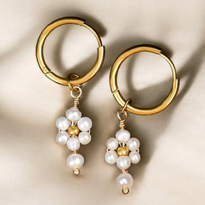 Boucles d'oreilles créoles en perles et agates Golden Grace