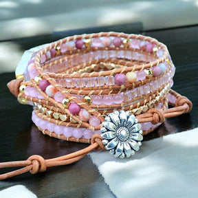 Bracelet en Quartz Rose Doré