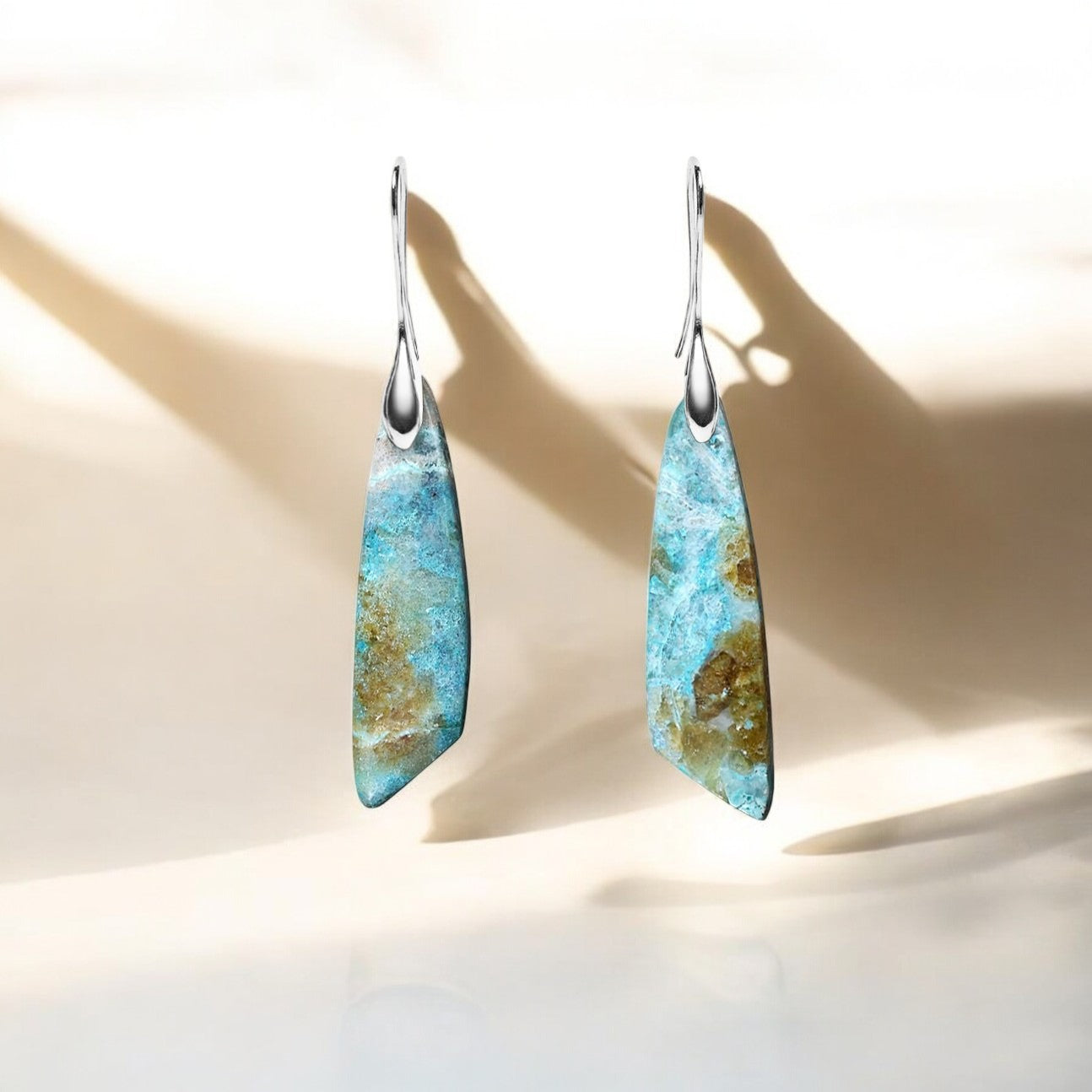 Boucles d'oreilles à crochet en amazonite céleste