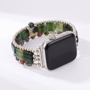 Bracelet Apple Watch extensible en agate Wild Grace argentée