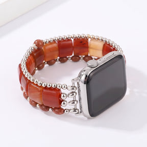 Bracelet Apple Watch extensible en agate Wild Grace argentée