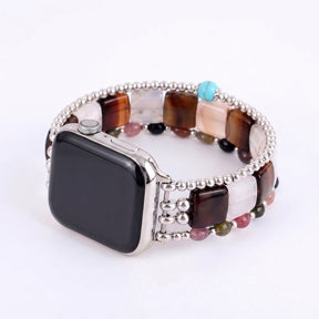 Bracelet Apple Watch extensible en agate Wild Grace argentée