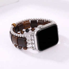 Bracelet Apple Watch extensible en agate Wild Grace argentée