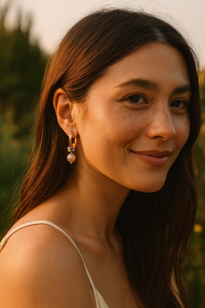 Boucles d'oreilles créoles Jasper Harmony Pearl