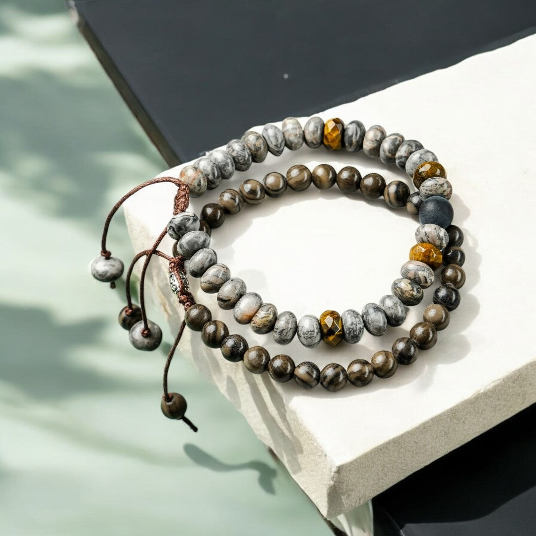 Bracelet en jaspe noir pour homme