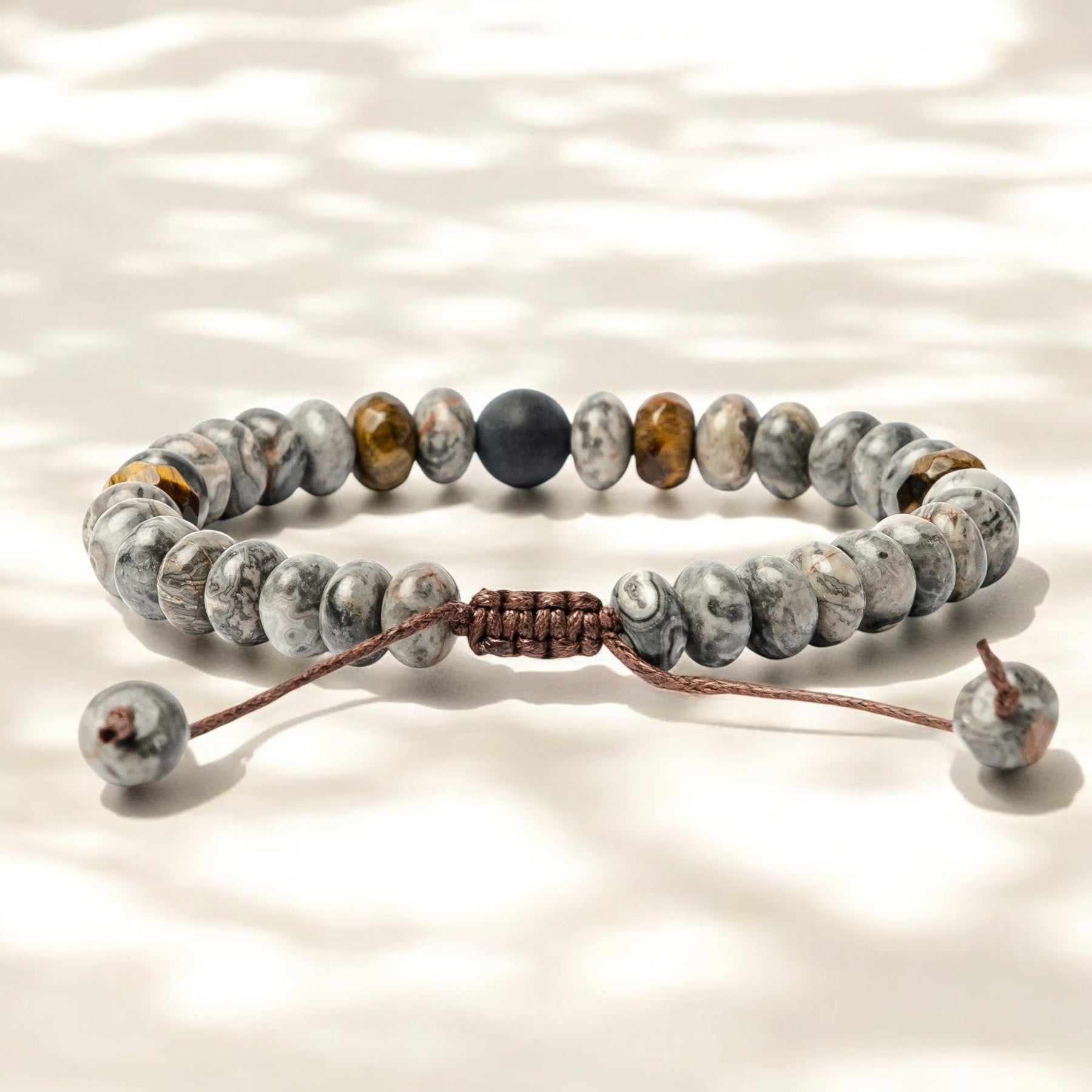 Herrenarmband aus Jaspis und Tigerauge